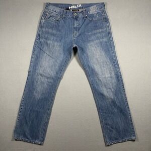 Helix Mens Relaxed‎ Straight Leg Blue Denim Jeans 34x32 Medium Wash N56 1382